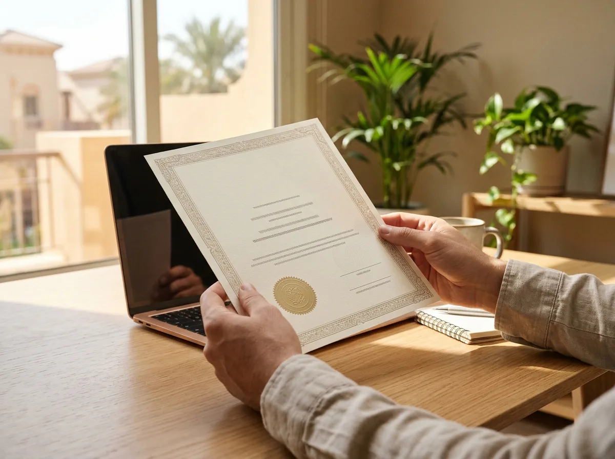 Hands holding an official permit document during a verification check.